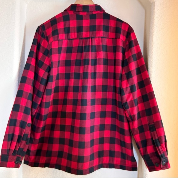 L.L. Bean Buffalo Plaid Fleece Lined Button Down Shirt/Jacket - Picture 2 of 8